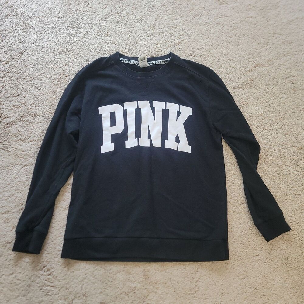 PINK Victoria's Secret Black Crewneck Sweater Size M
